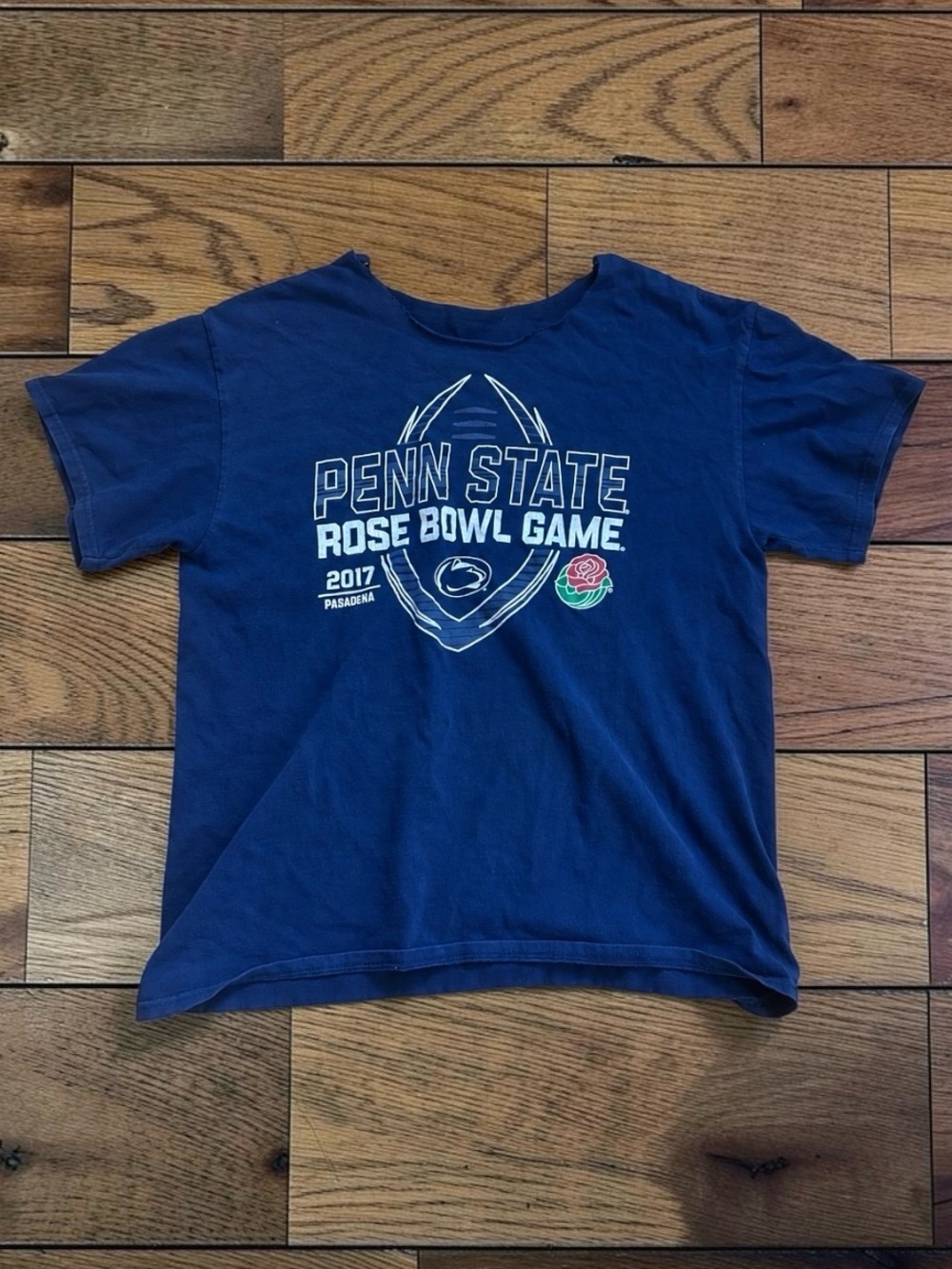 Women’s Penn State 2017 Rose Bowl Game T Shirt Navy Off Shoulder L